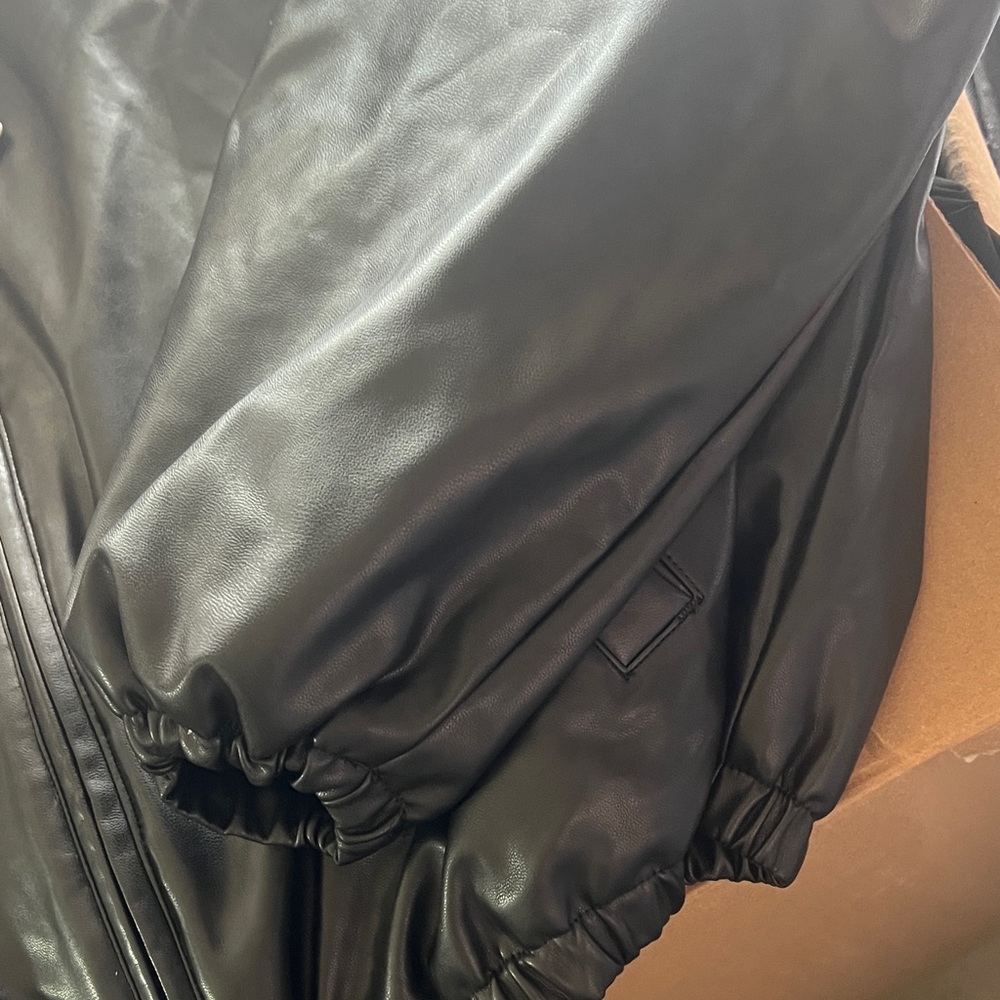 ALO Yoga Women's Dark Gray Faux Leather Jacket - Picture 6 of 10